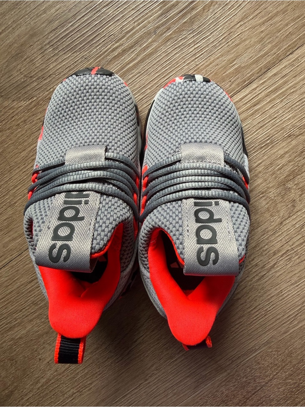 adidas Kids Grey Sneakers with Red Accents